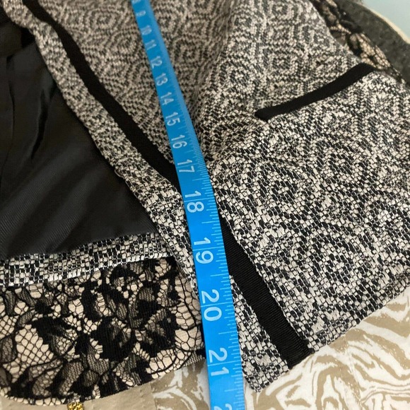 Banana Republic Jacket Blazer Women Sz 6 Black White Tweed Contrast Trim Pockets - Picture 8 of 9